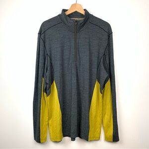 Smartwool Base Layer Long Sleeves Shirt 1/4 Zip Merino Sport 150 XL Gray Yellow